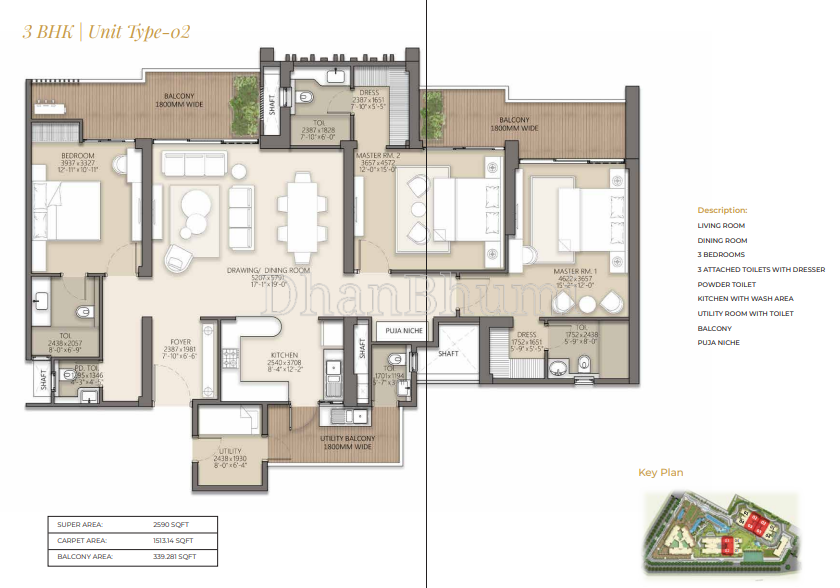 3BHK ,The Kingstown Heights | Dhanbhumi